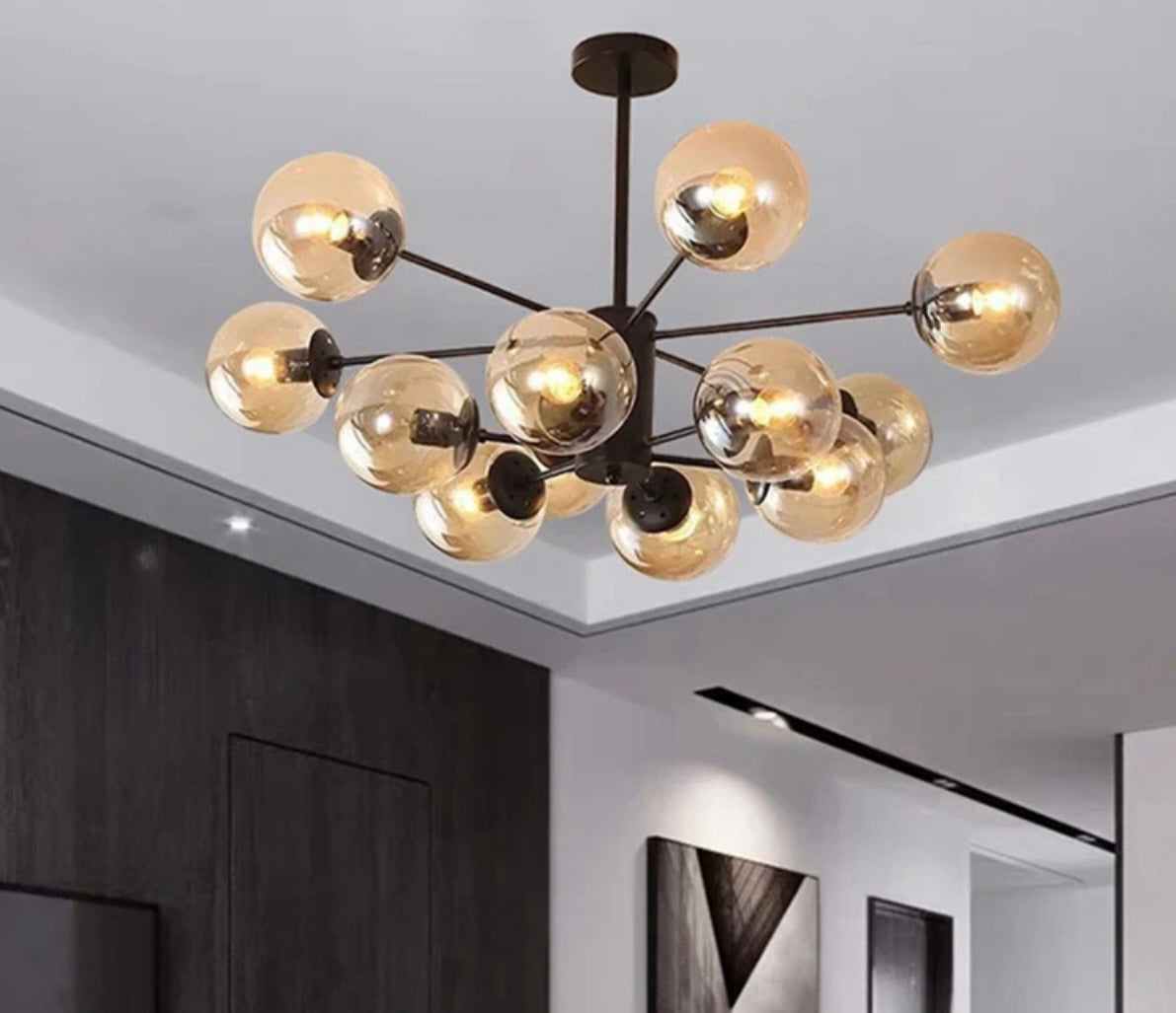 black Glass Sphere Pendant Lighting