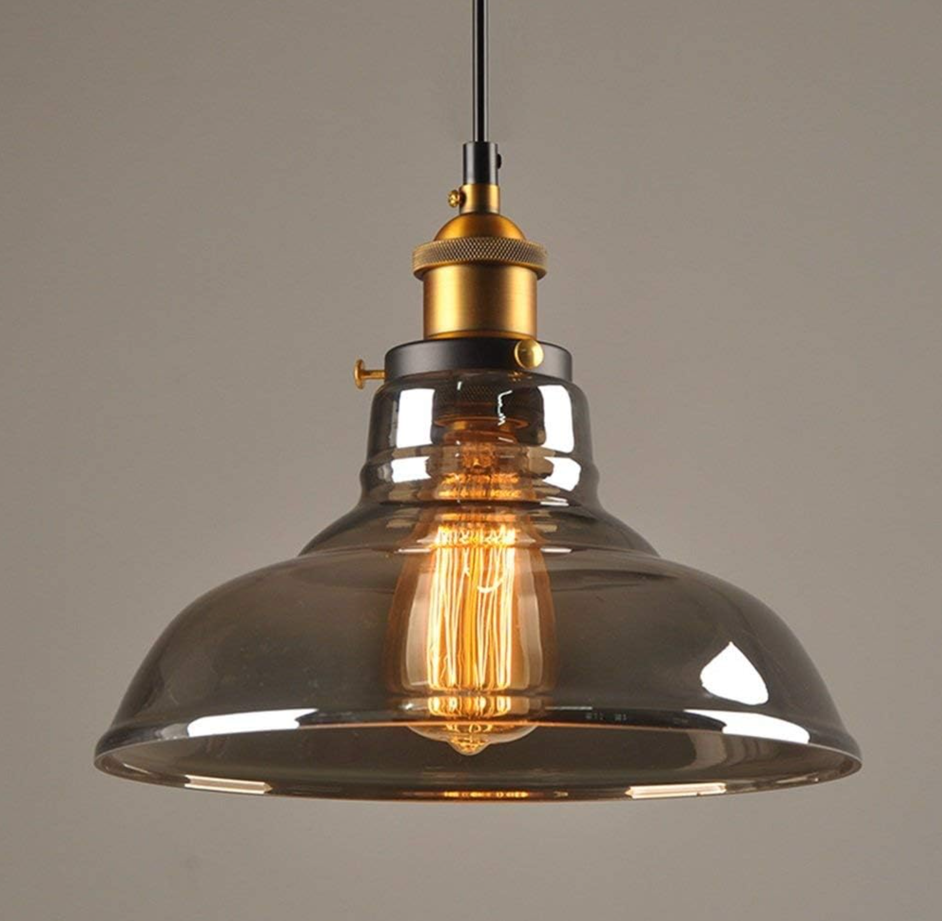 single black smoke glass pendant light