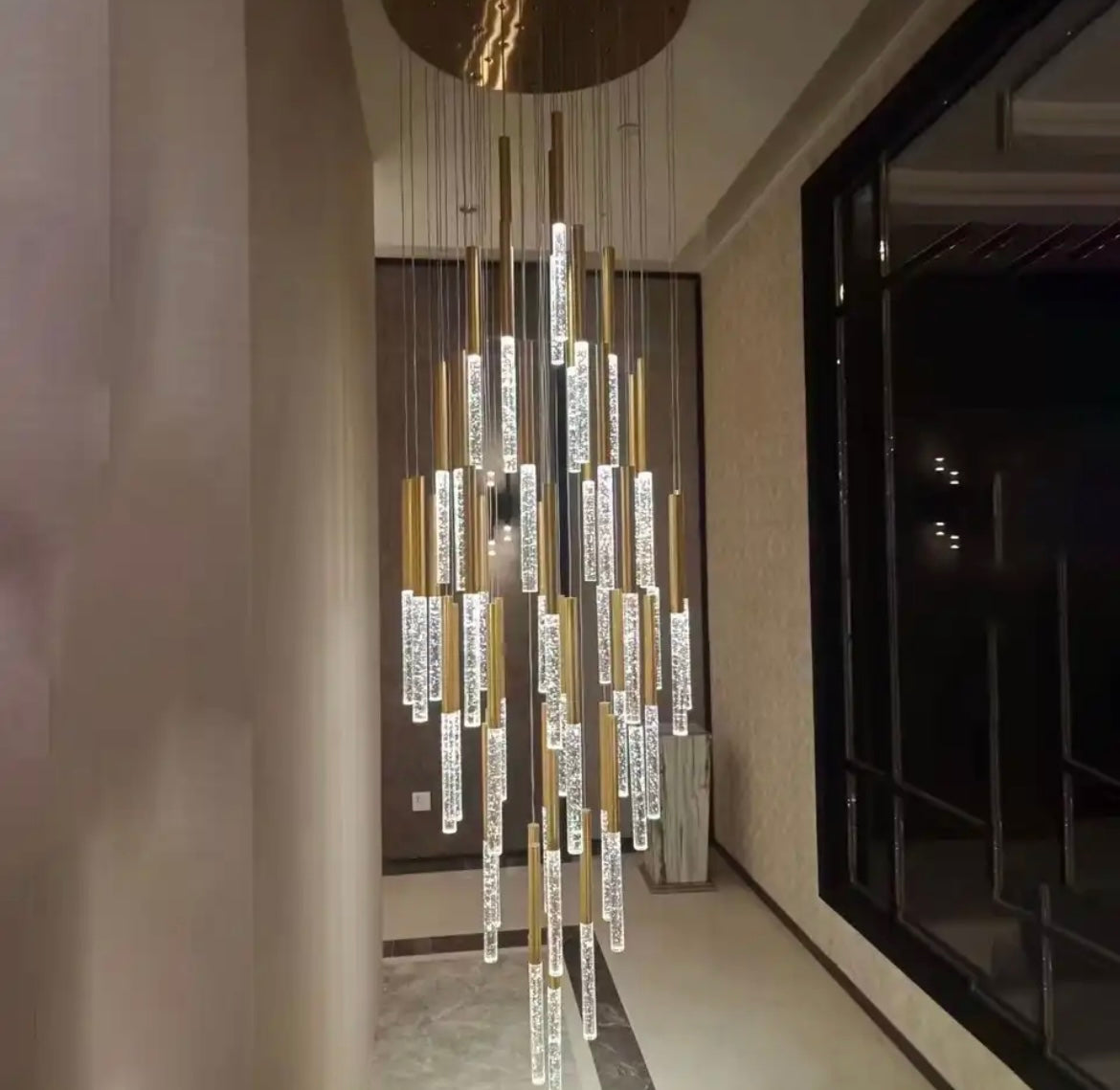 glass and gold bubble chandelier