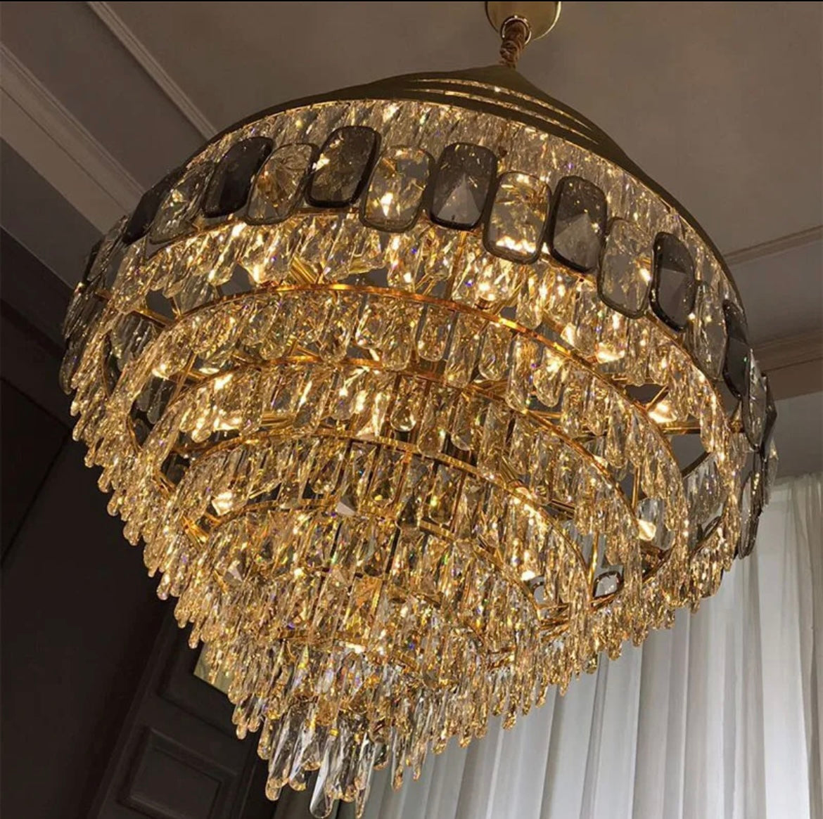 Modern crystal chandelier for staircase lighting