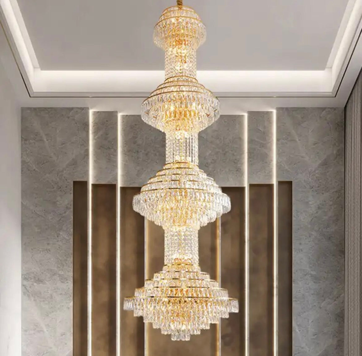 chandelier over staircase