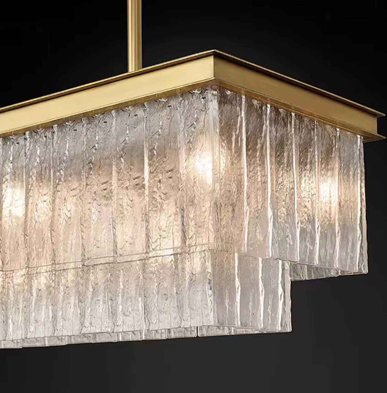 layered chandelier lights rectangle