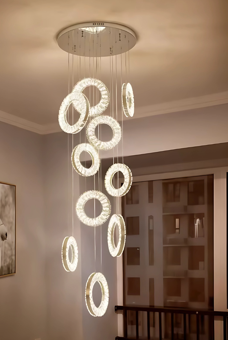 Silver modern hanging pendant light for staircases