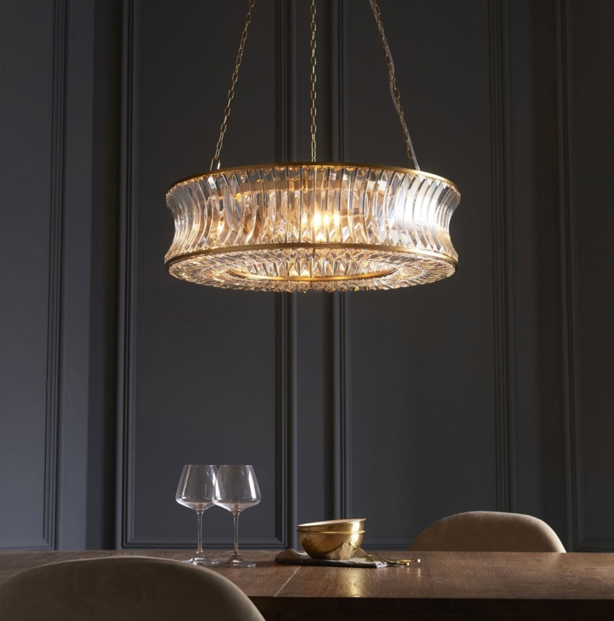 circle crystal and gold chandelier