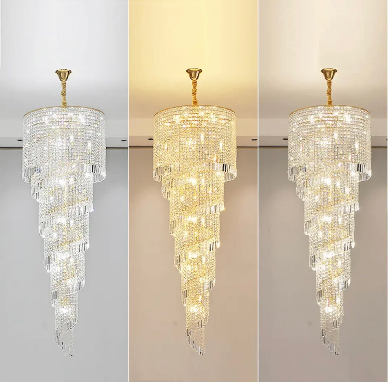 large modern spiral chandelier