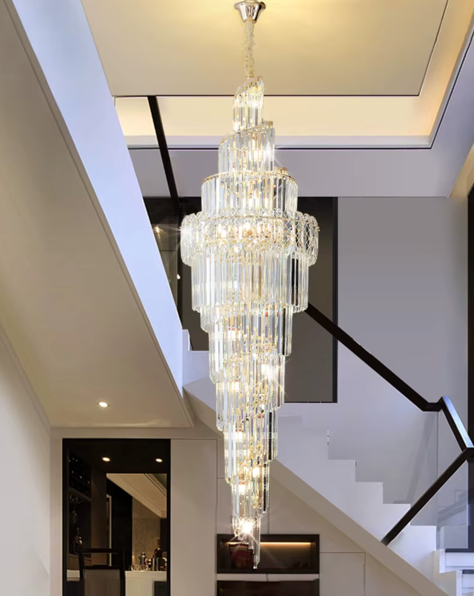 Luxury crystal chandelier ideal for high ceilings