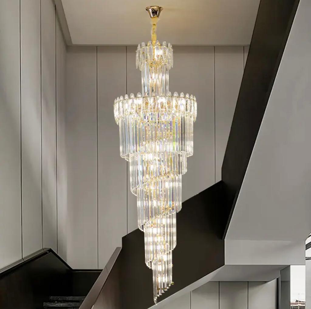 stairwell crystal chandelier lighting