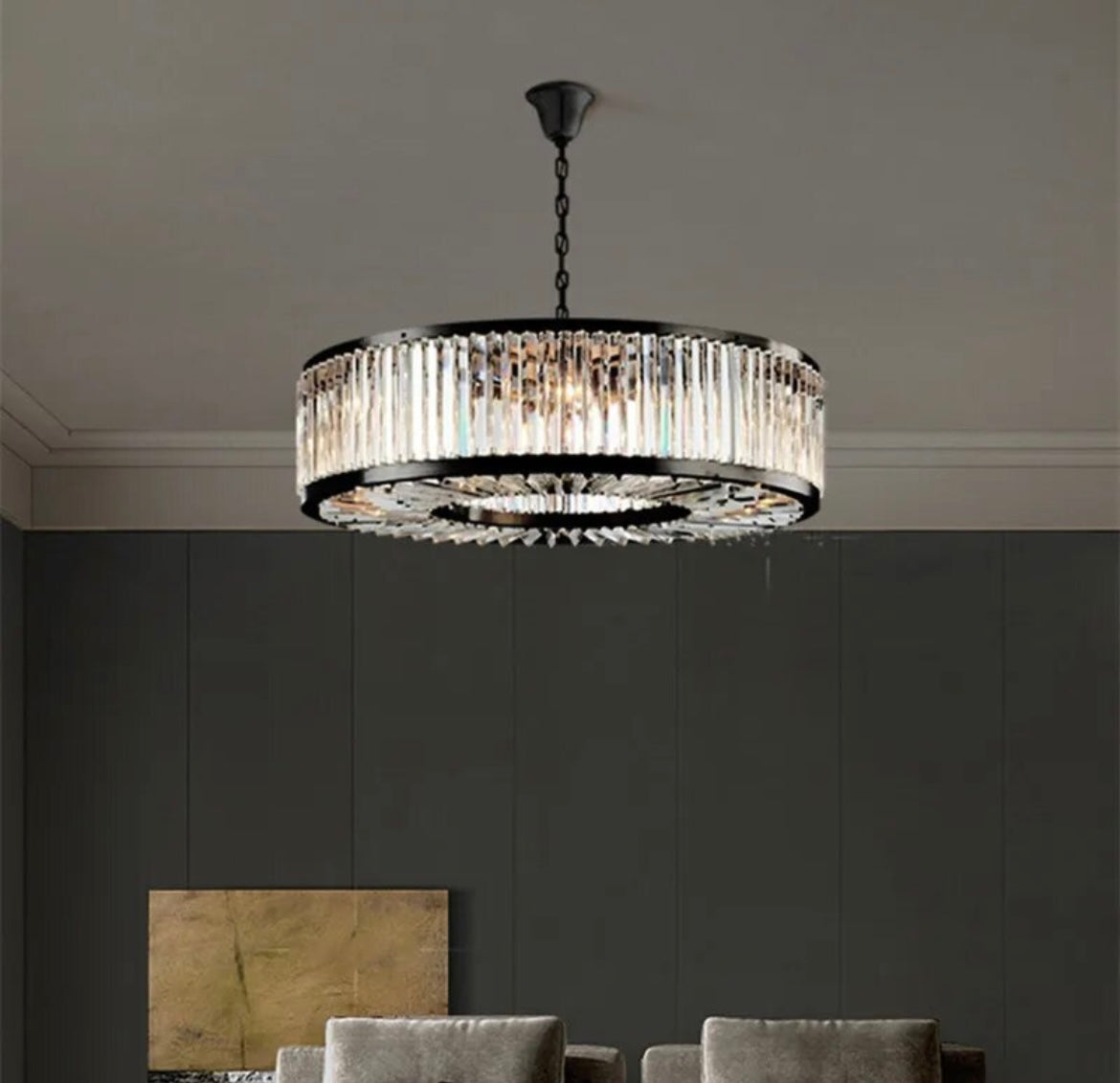 Crystal Black Matt Chandelier