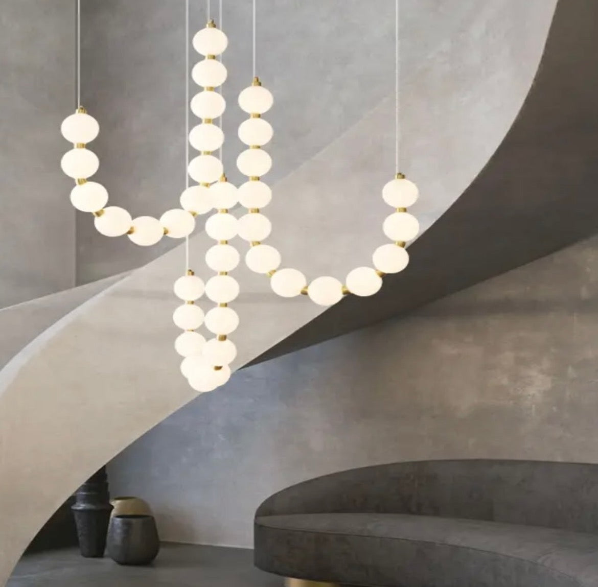 Contemporary frosted globe chandelier for staircases