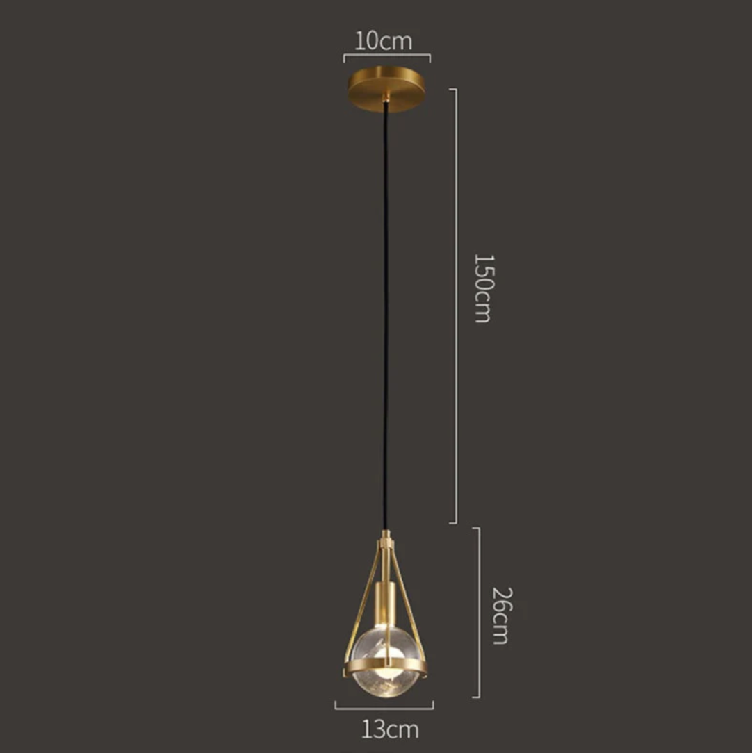 Adjustable length hanging glass globe pendant light 