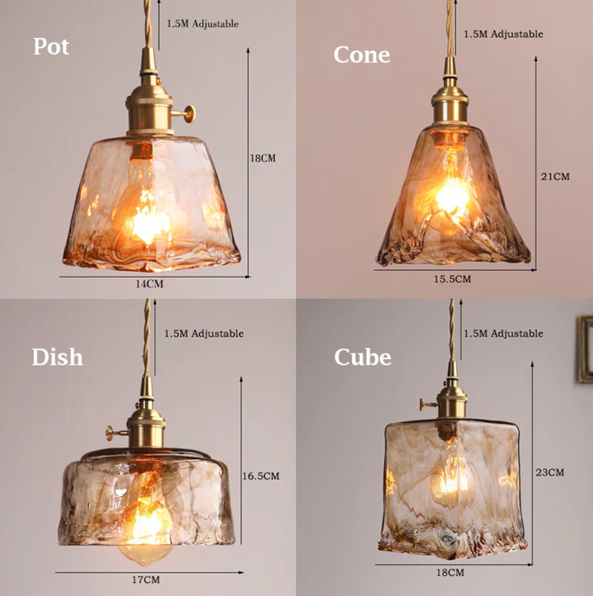 Cone shaped hanging pendant light 