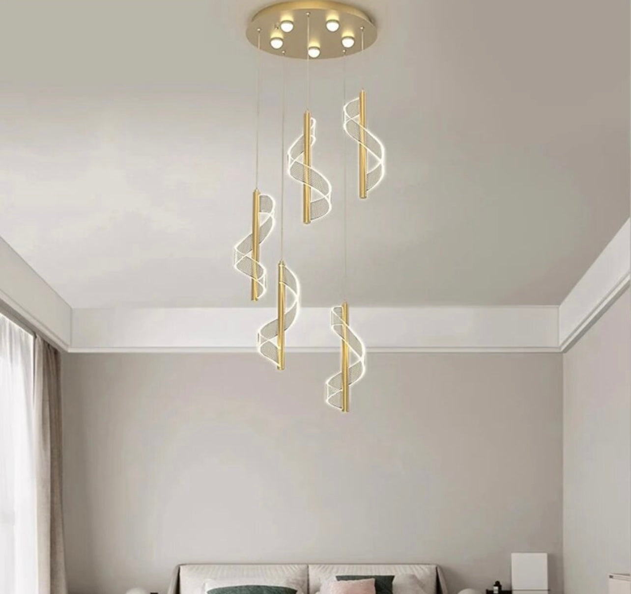 small glass ribbon chandelier