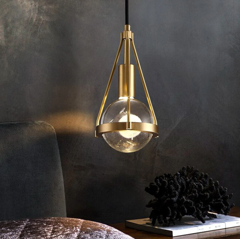 1 globe lighting pendant​ with gold frame