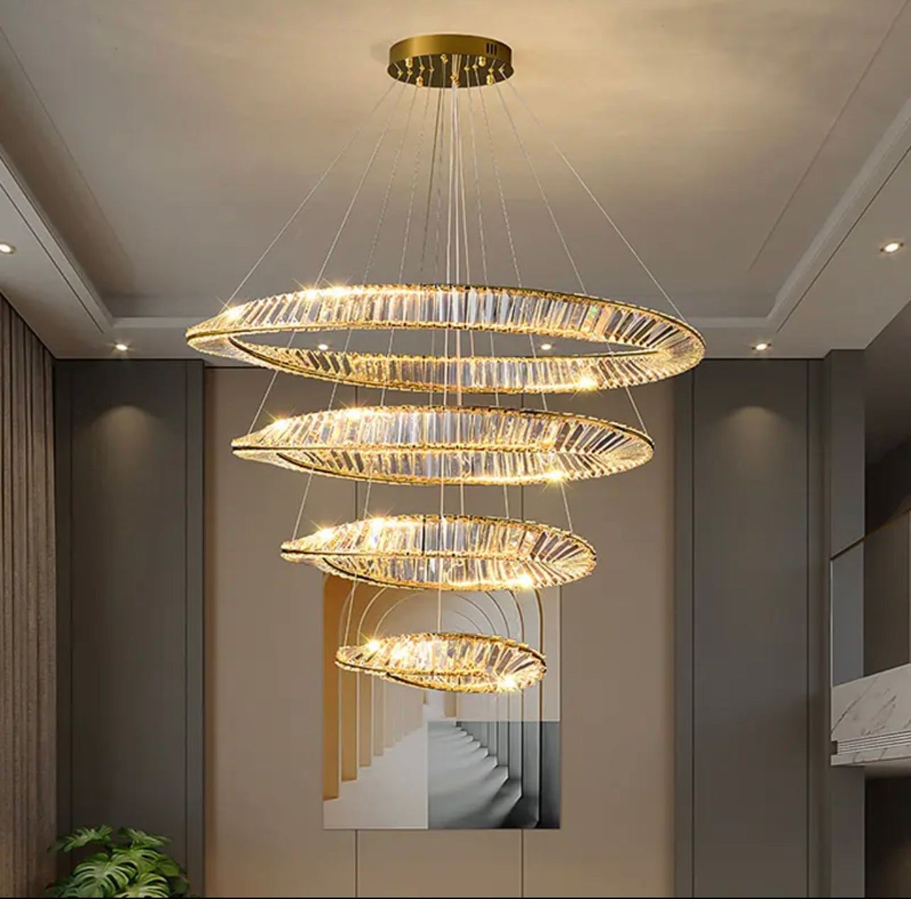 gold nordic ring chandelier 4 rings