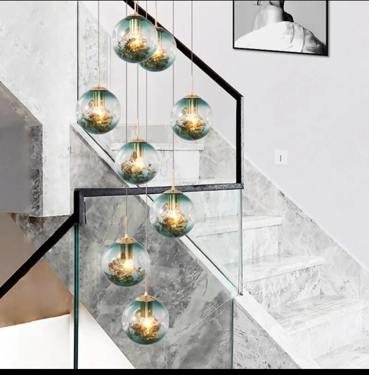 hanging glass balls chandelier