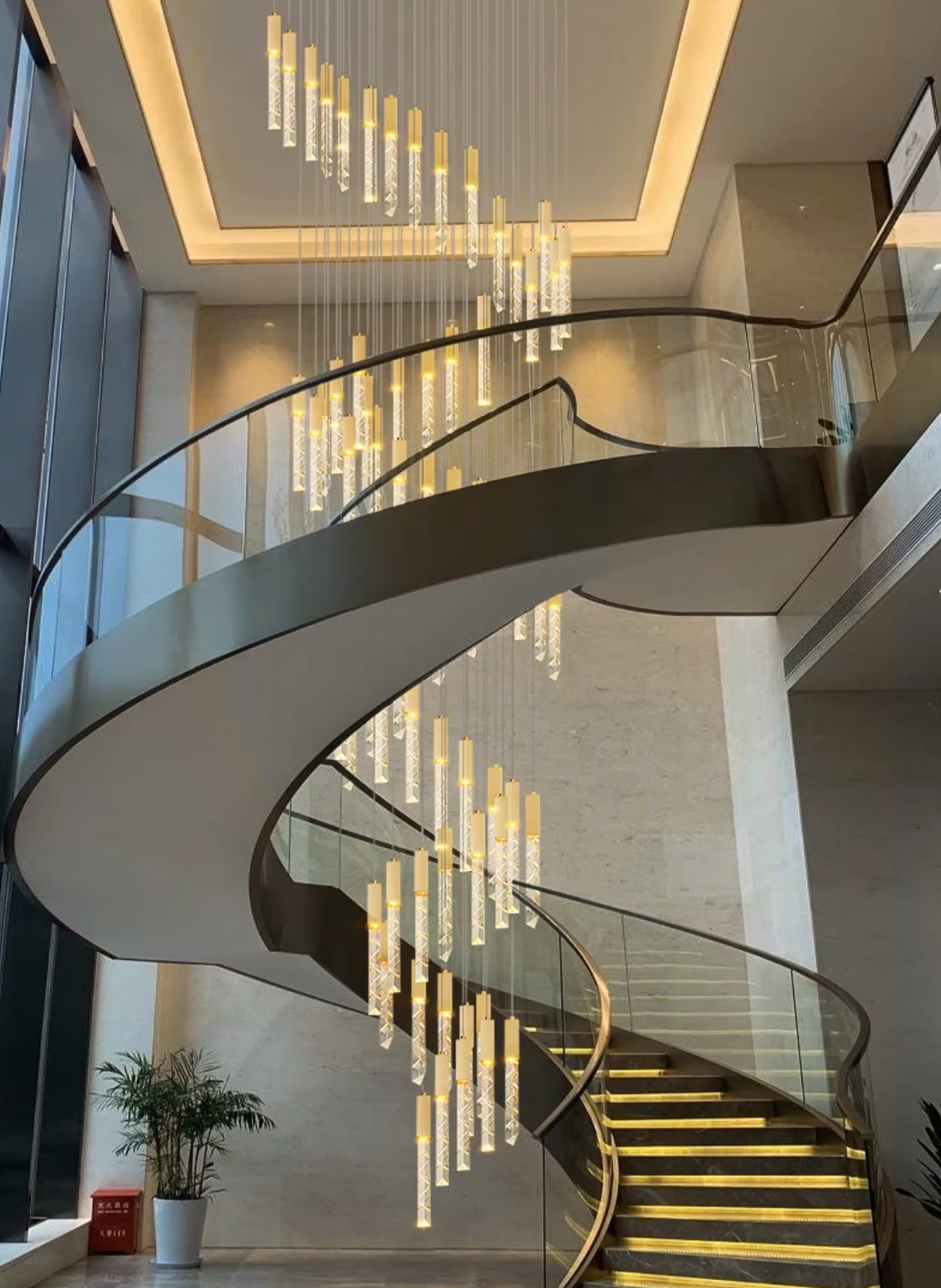 hanging gold led pendant for staircase