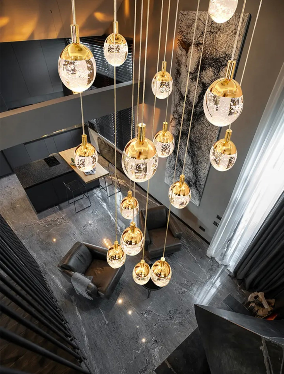 Bubble Crystal Staircase Chandelier