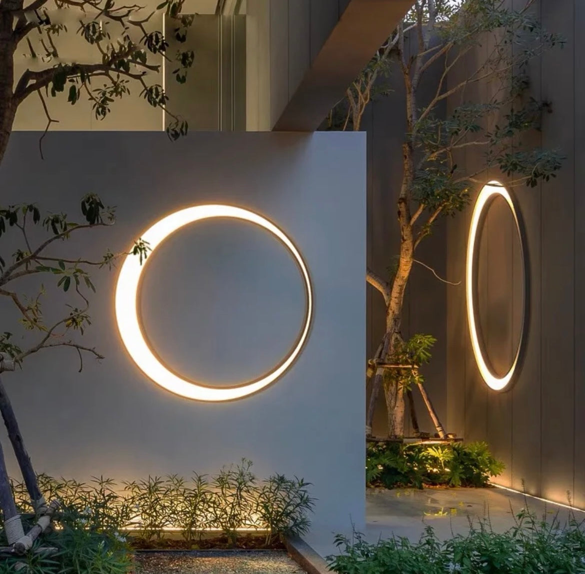 Round Moon Outdoor LED Wall Light