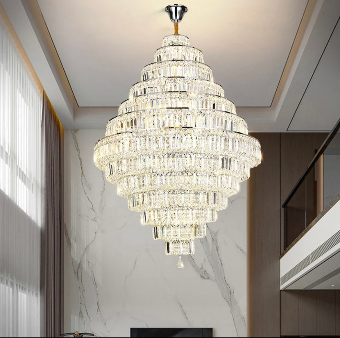 Luxury Hollow 3 Colour Dimming Crystal Chandelier