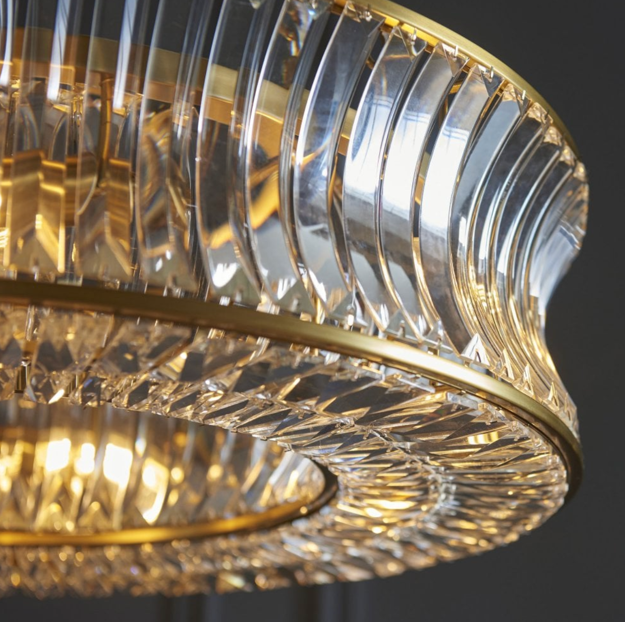 gold and crystal large oval chandelier