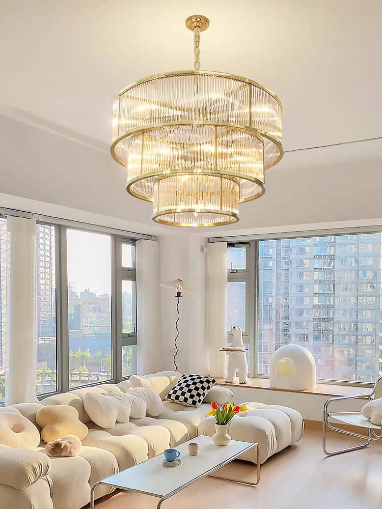 living room Circular Clear Glass Chandeliers