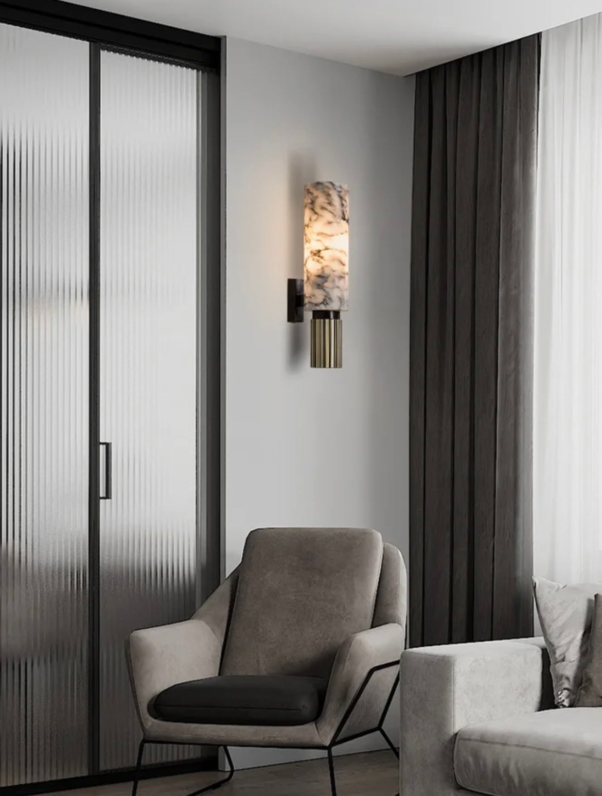 living room Modern Marble Brass Wall Light