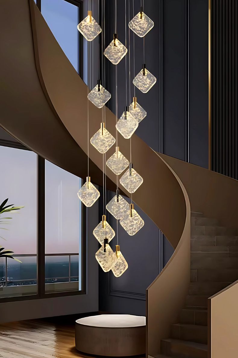 hanging glass staircase pendant lighting