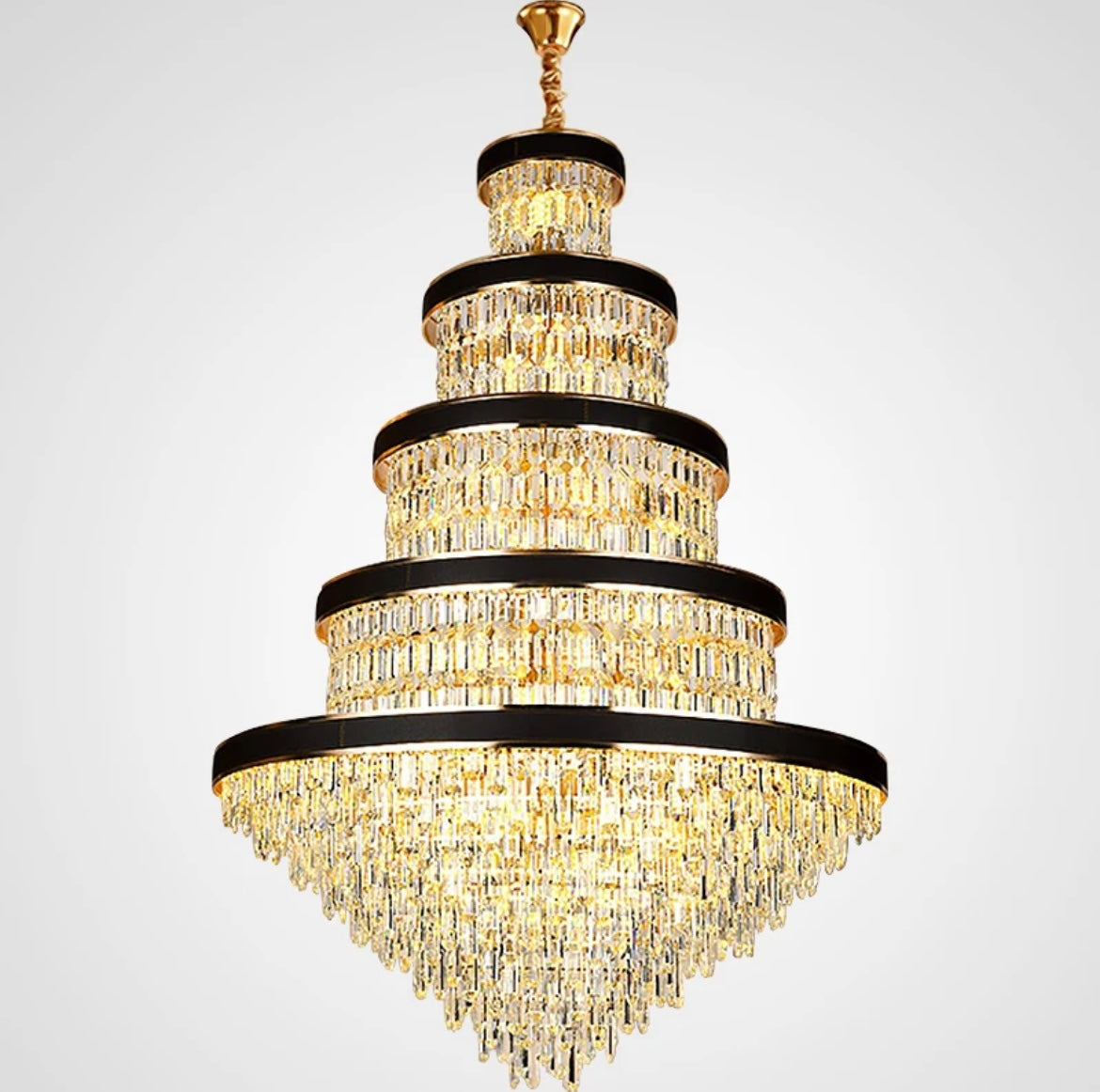 Luxury black ring crystal chandelier with a contemporary design for stylish interiors