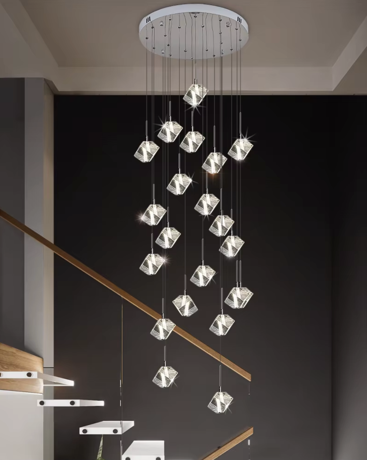 Luxury K9 Crystal Staircase Pendant ideal for modern and elegant homes