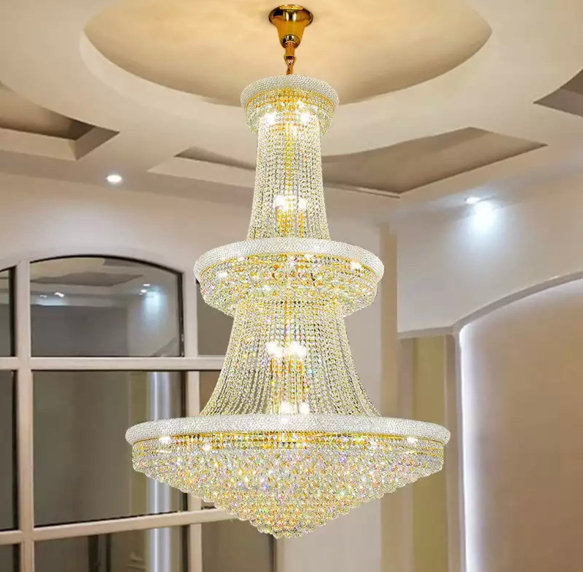 Elegant crystal chandelier for staircase lighting and statement interiors