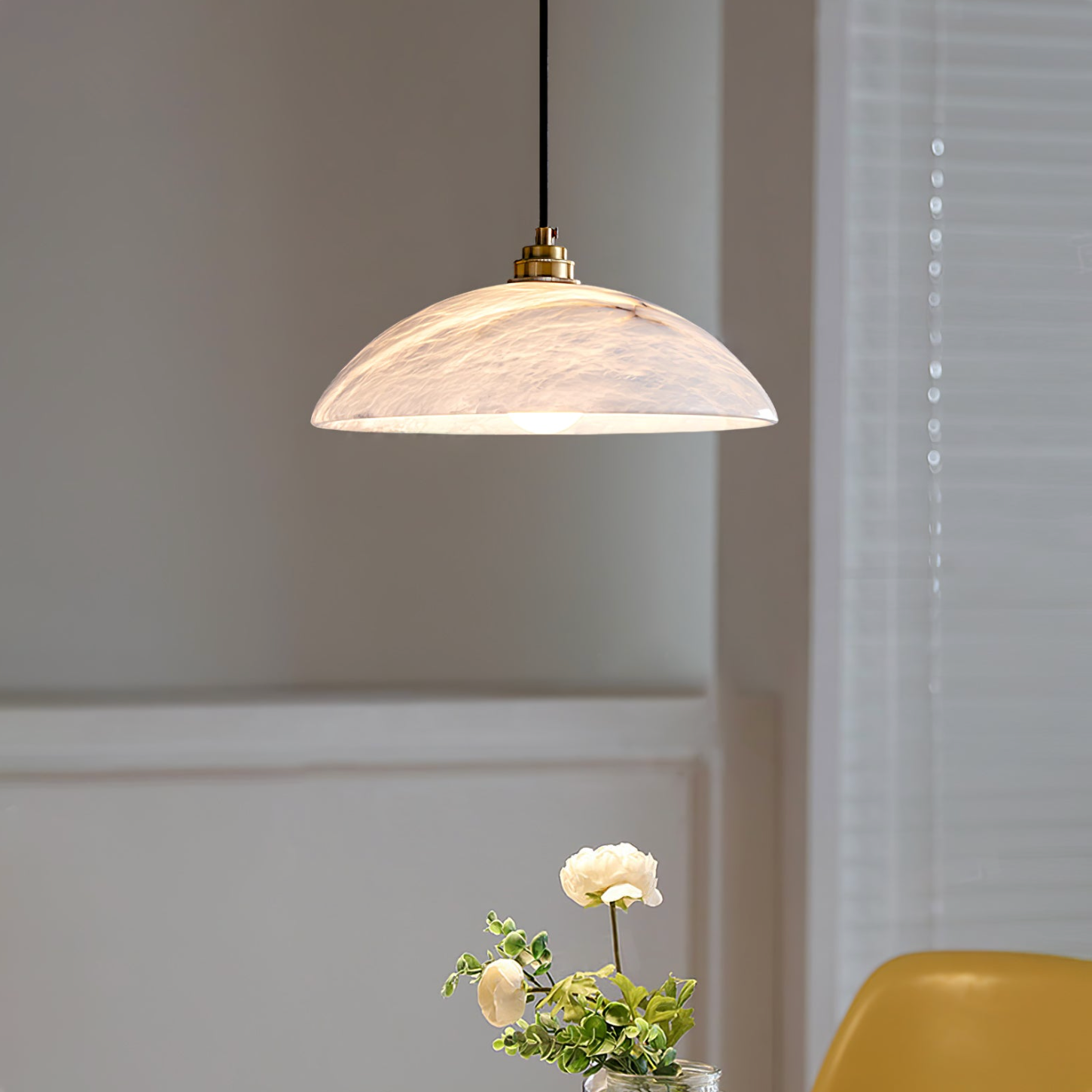 light marble dome pendant light 