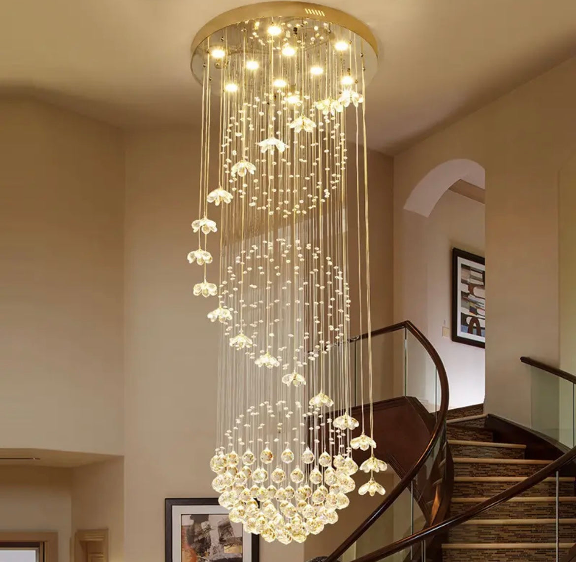 Modern lustre crystal chandelier adding elegance to home decor