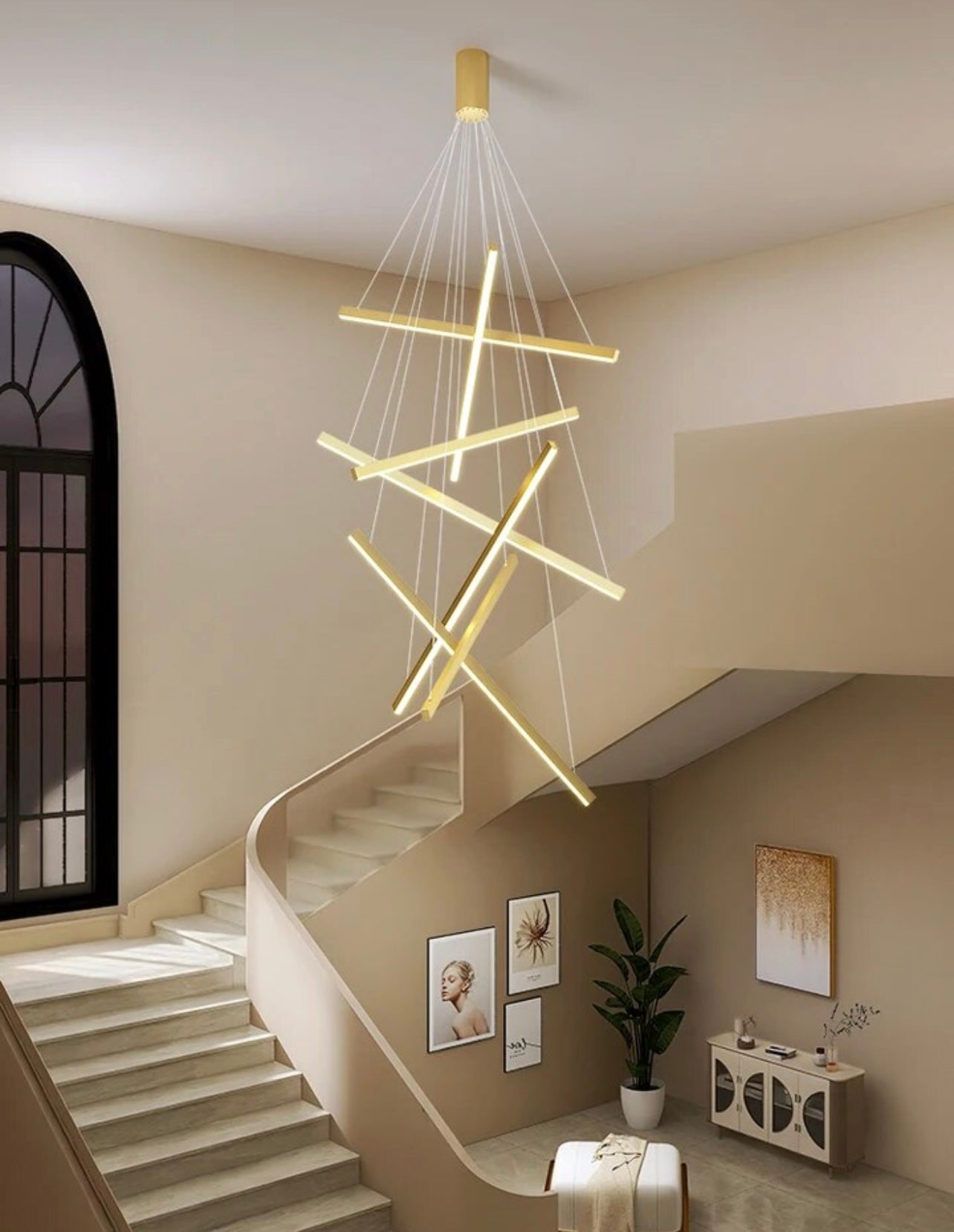 Modern gold geometric pendant light for contemporary interiors