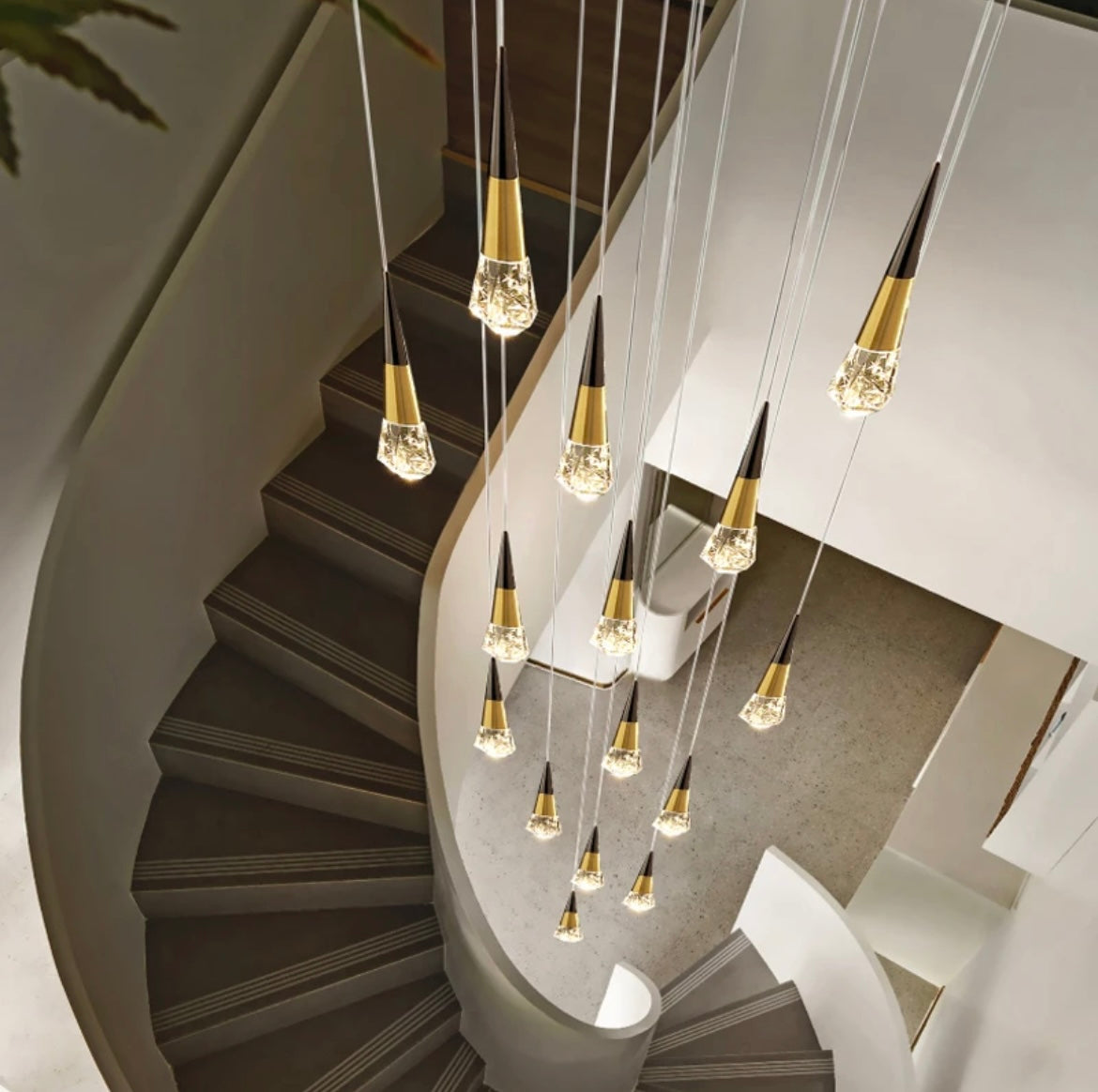 teardrop chandelier light for stairwell