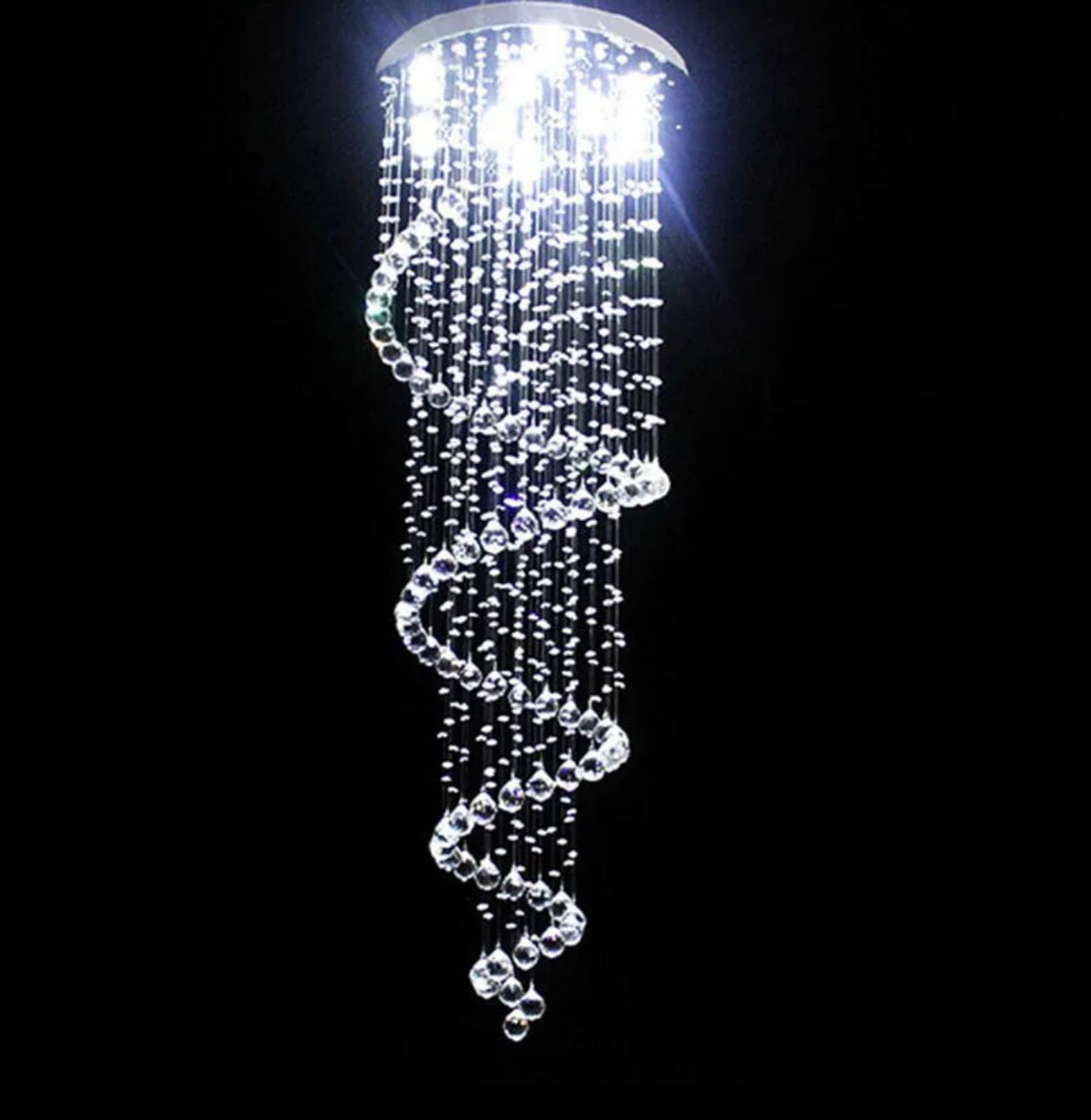 LED ribbon swirl chandelier