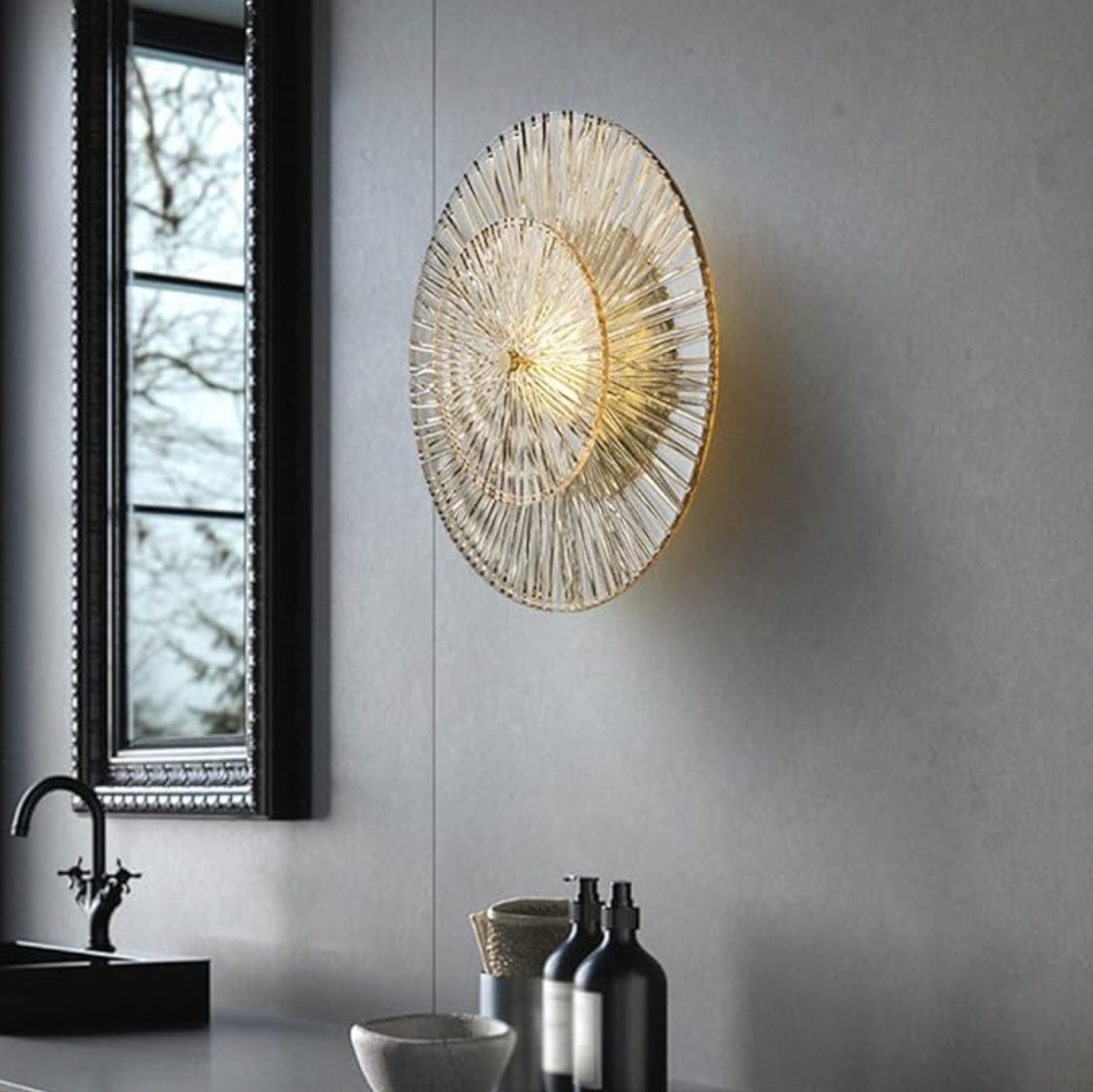 round gold LED wall light