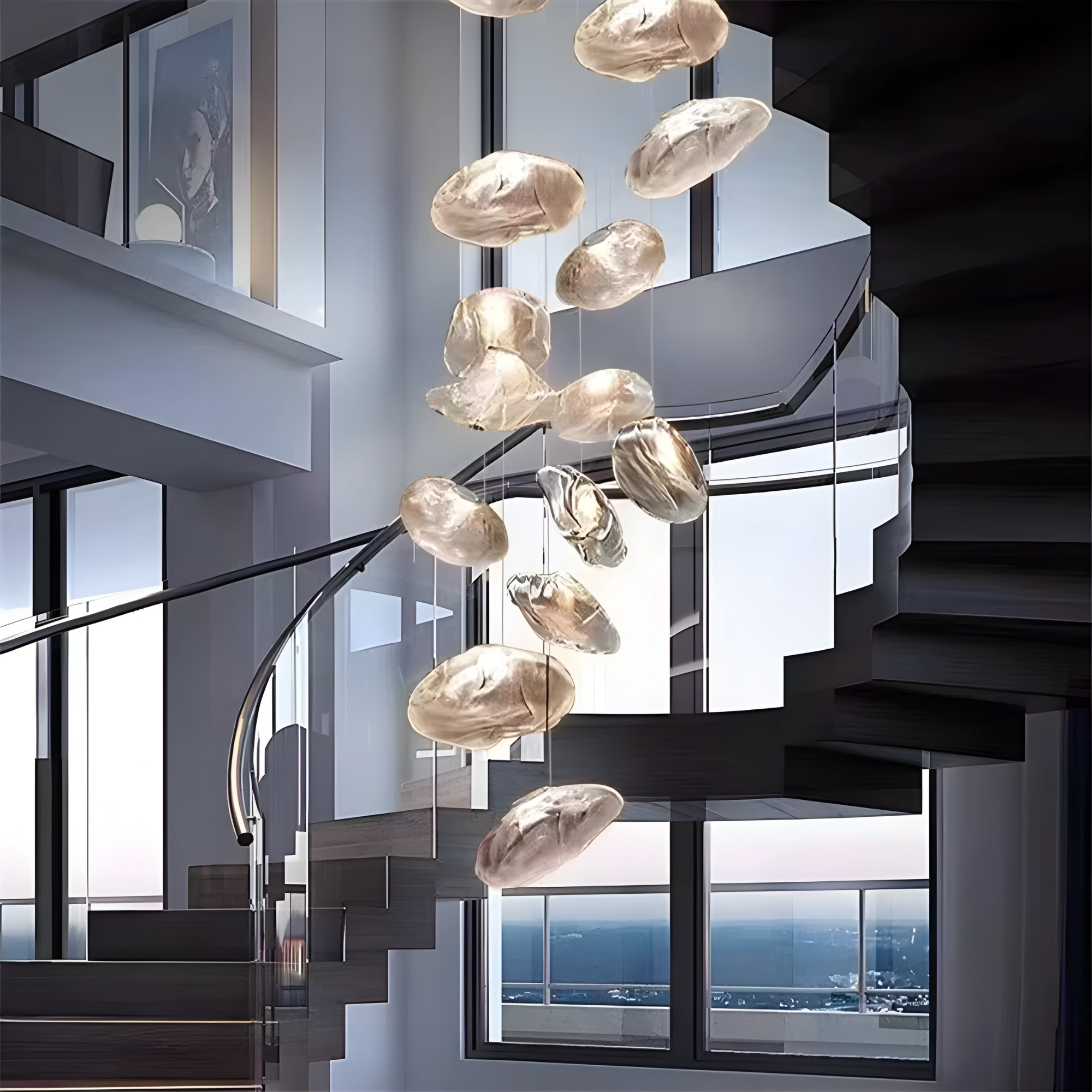 Blown Glass Stairwell Lights