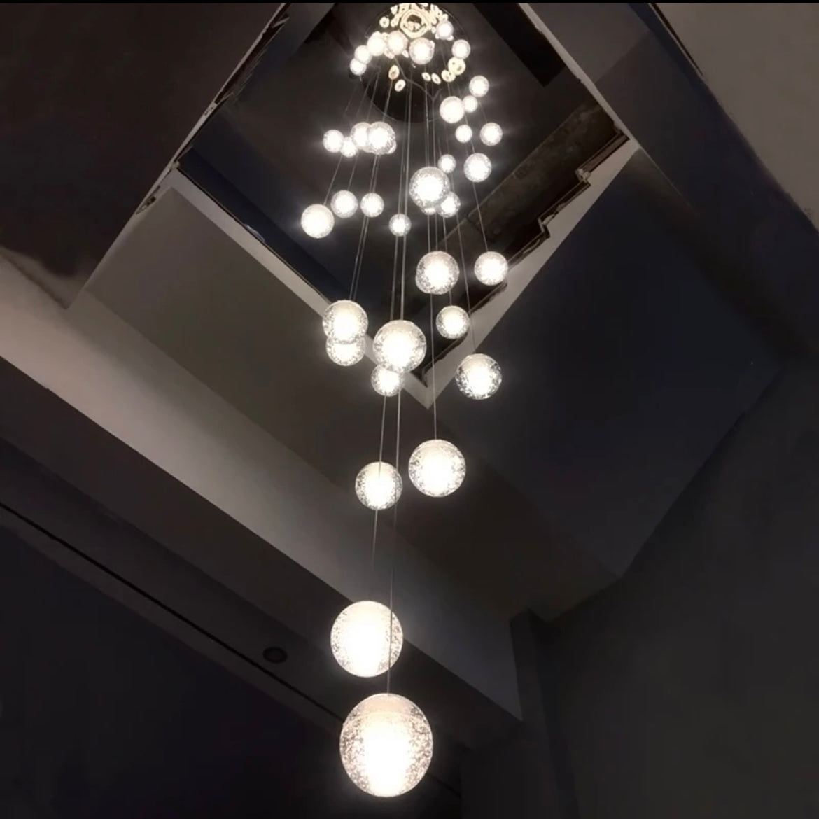 staircase G4 LED Ball Pendant Crystal Chandelier