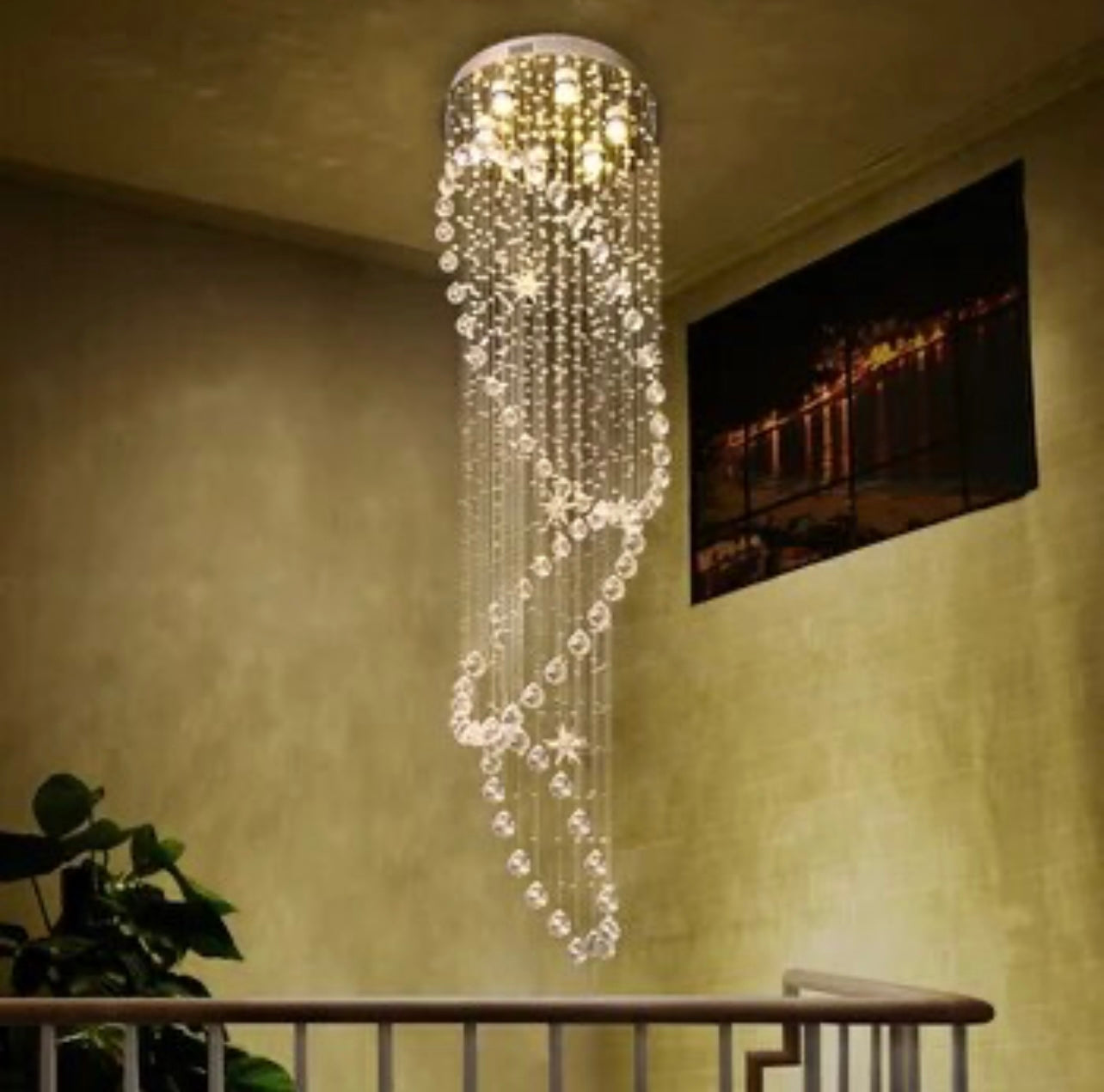 pendant chandelier lights staircase