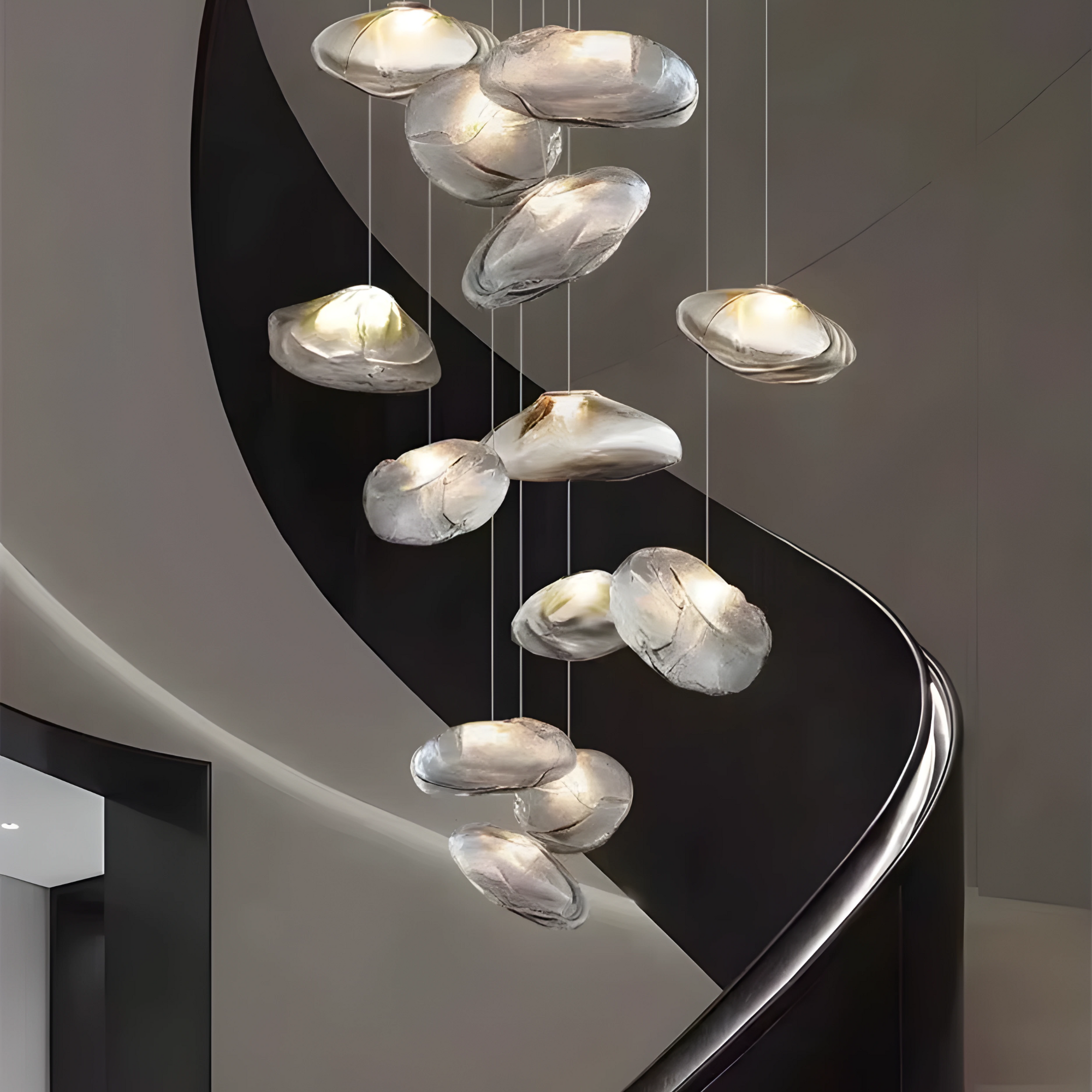 Blown Glass Stairwell Lights