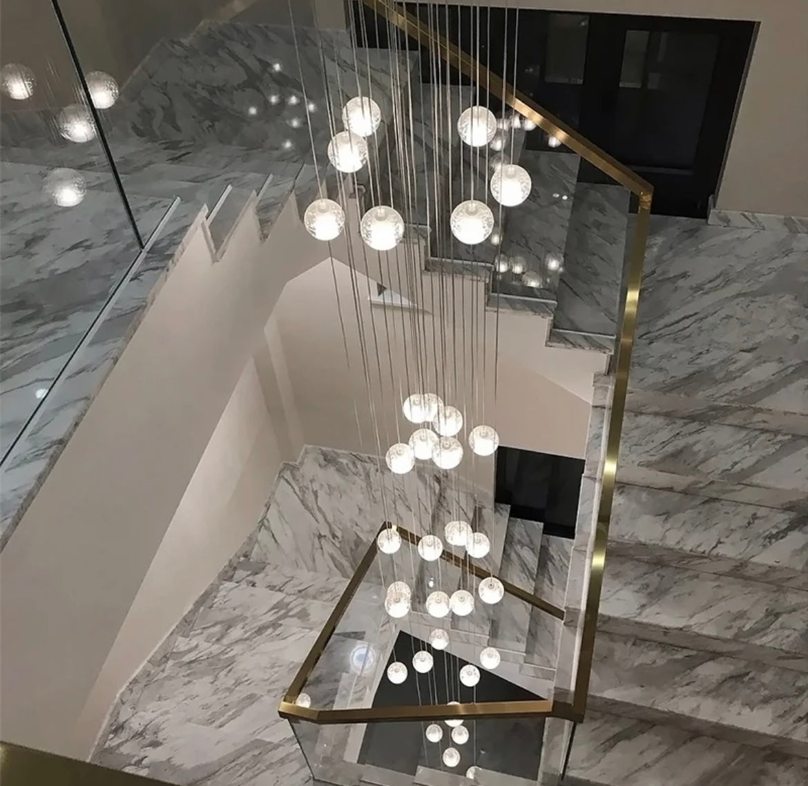 stairwell G4 LED Ball Pendant Crystal Chandelier