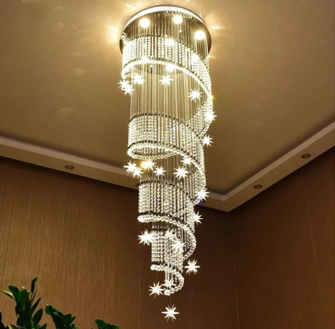 swirl crystal star chandelier