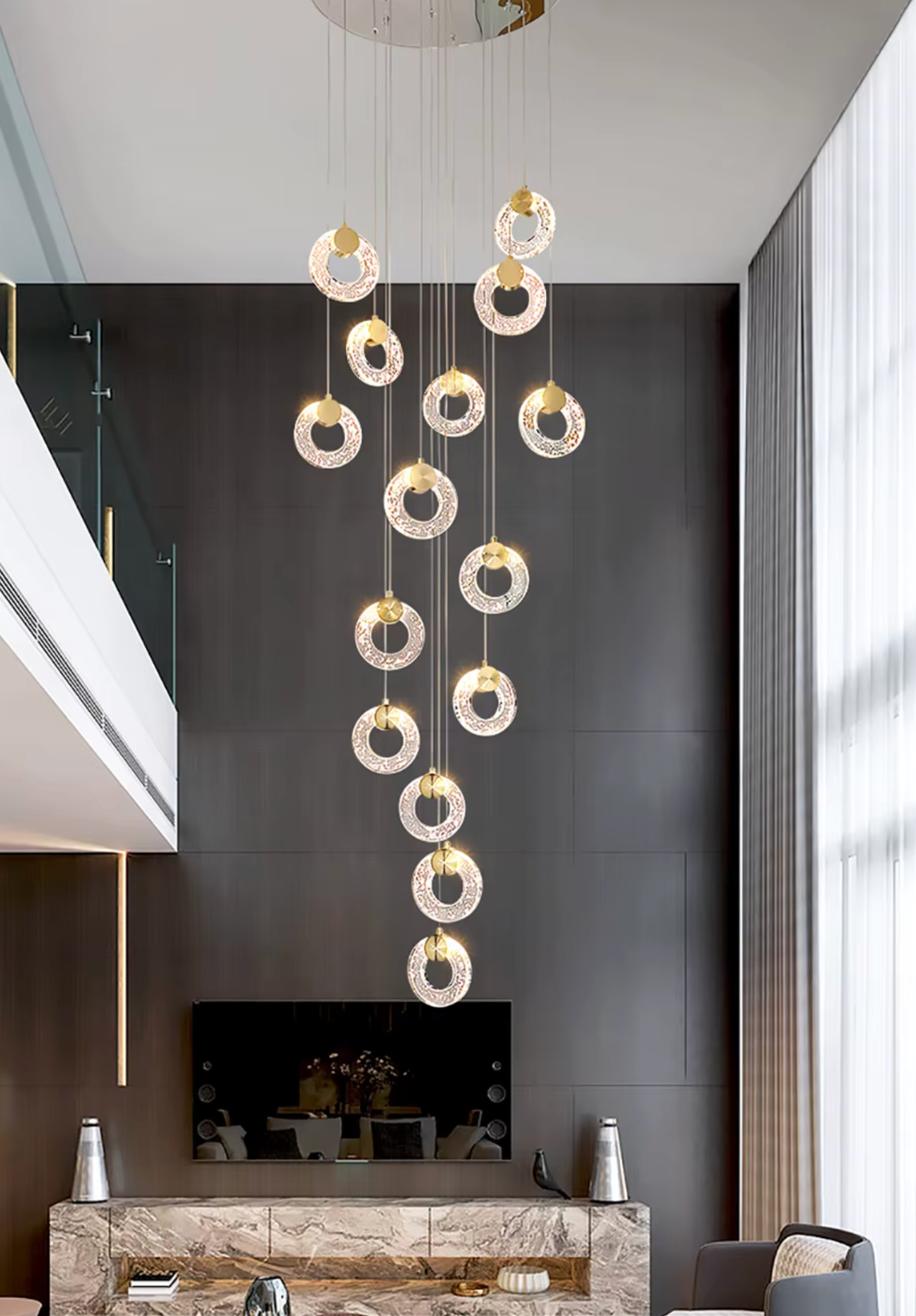 Stylish crystal hoop chandelier for modern luxury homes