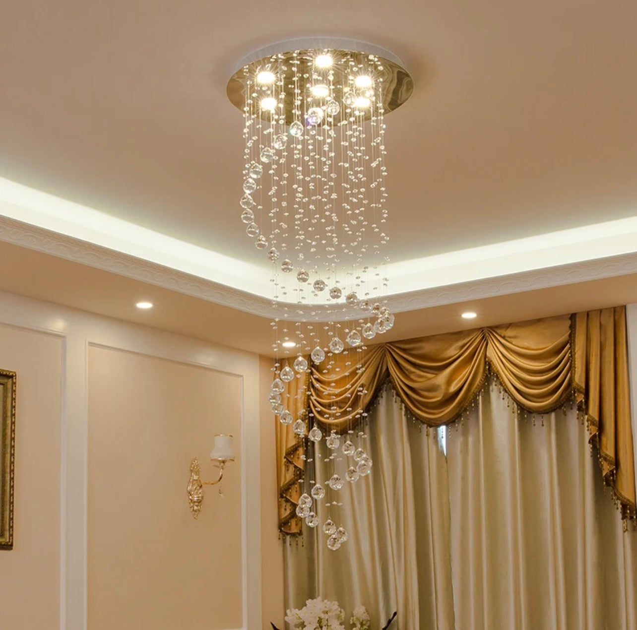 silver swirl chandelier light